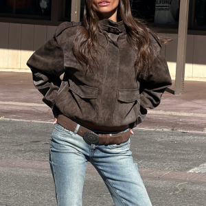 Chaya High Neck Faux Suede Jacket
