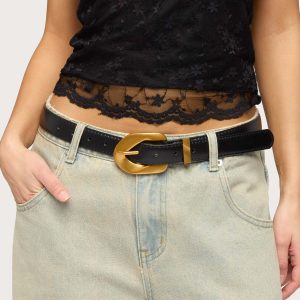 All Buckled Faux Leather Belt