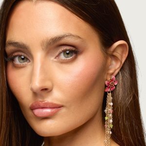 Flower Beaded Dangle Earrings