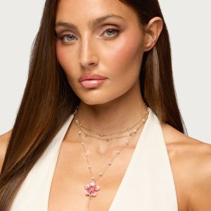 Flower & Pearly Cascading Necklace