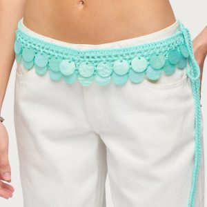 Iridescent Disk Crochet Tie Belt