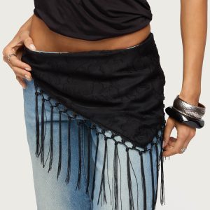 Floral Fringed Waist Scarf