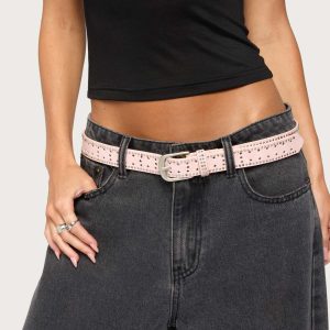 Mixed Studded Faux Leather Belt