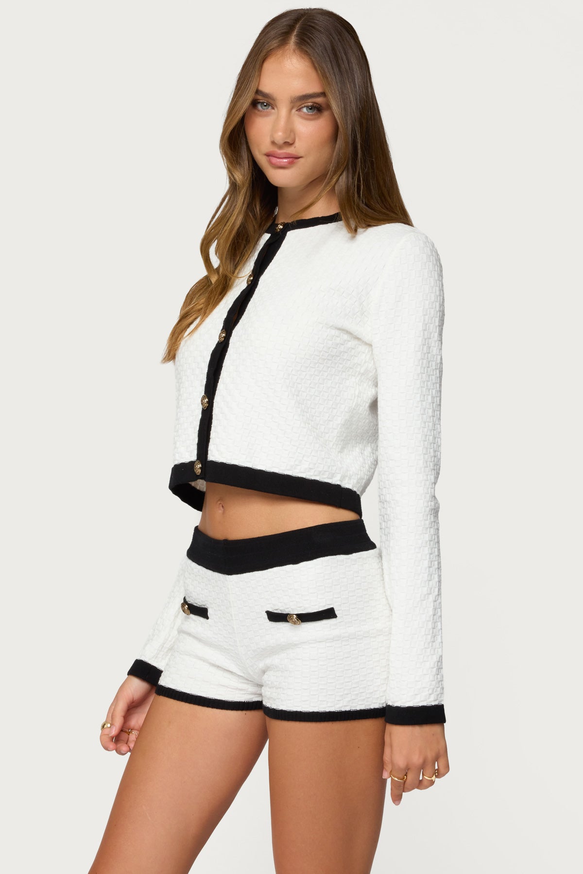Mara Contrast Textured Knit Cardigan - Image 4