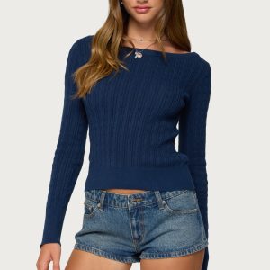Larah Boat Neck Cable Knit Sweater
