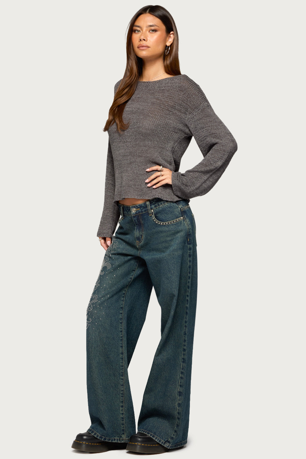Drop Shoulder Light Knit Sweater - Image 4
