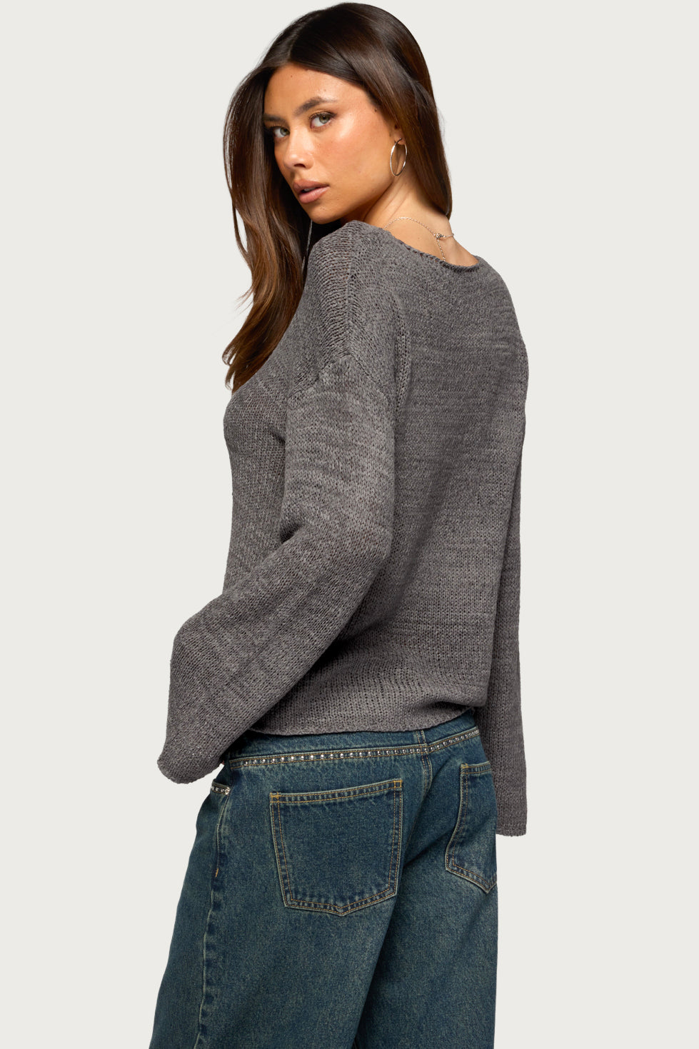 Drop Shoulder Light Knit Sweater - Image 5