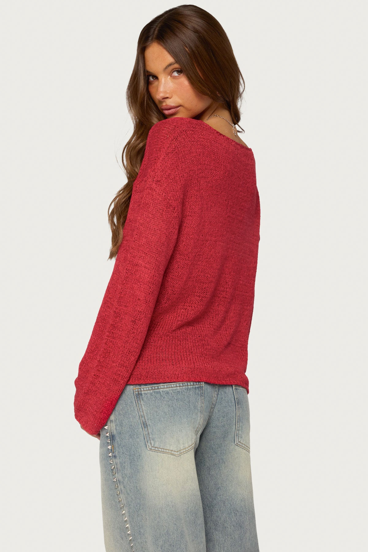 Drop Shoulder Light Knit Sweater - Image 5
