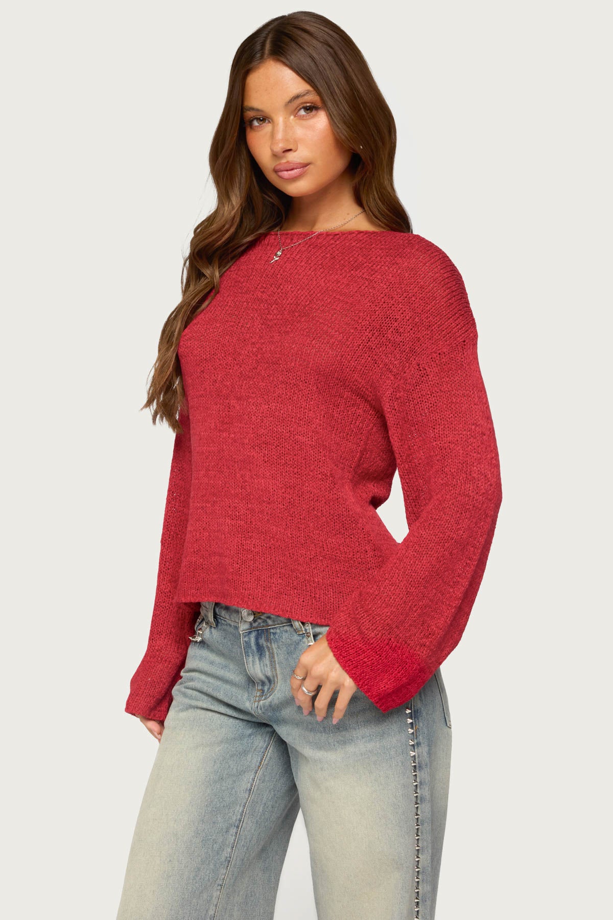 Drop Shoulder Light Knit Sweater - Image 3