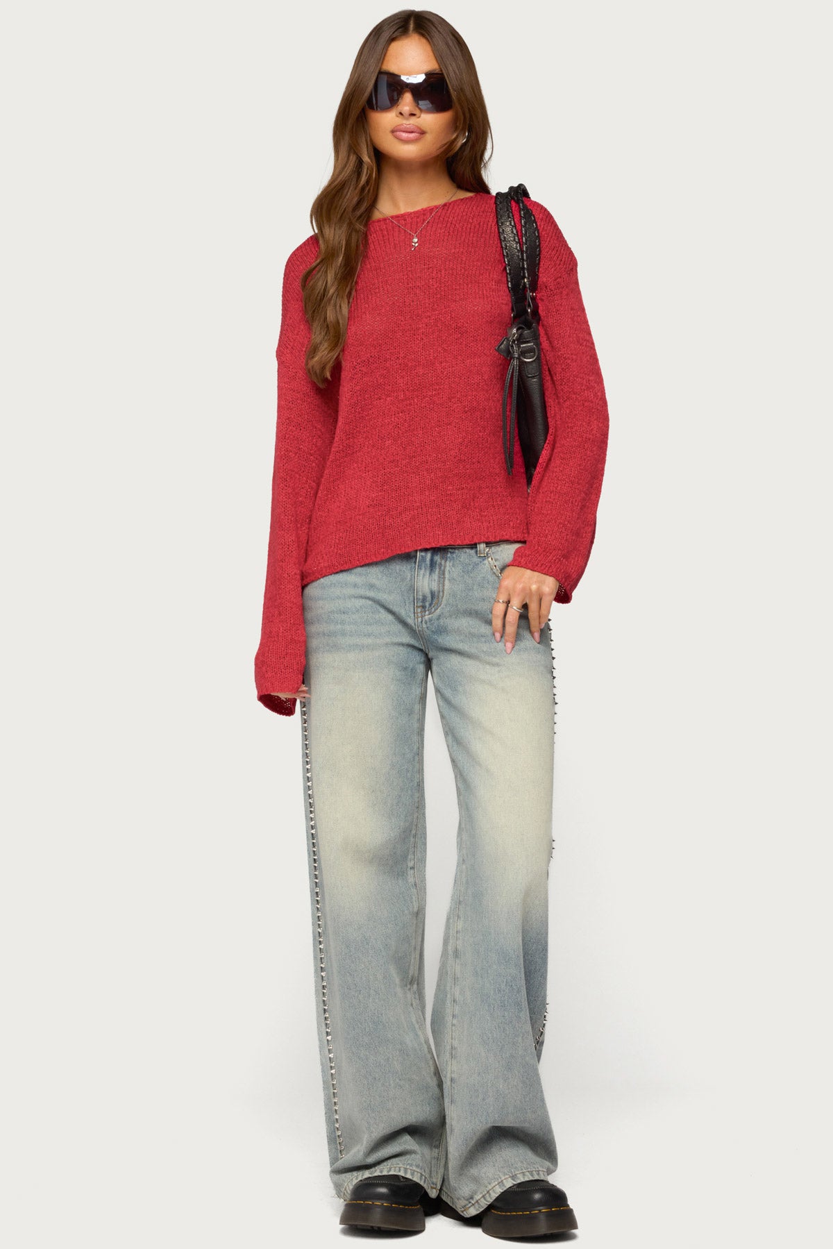 Drop Shoulder Light Knit Sweater - Image 2