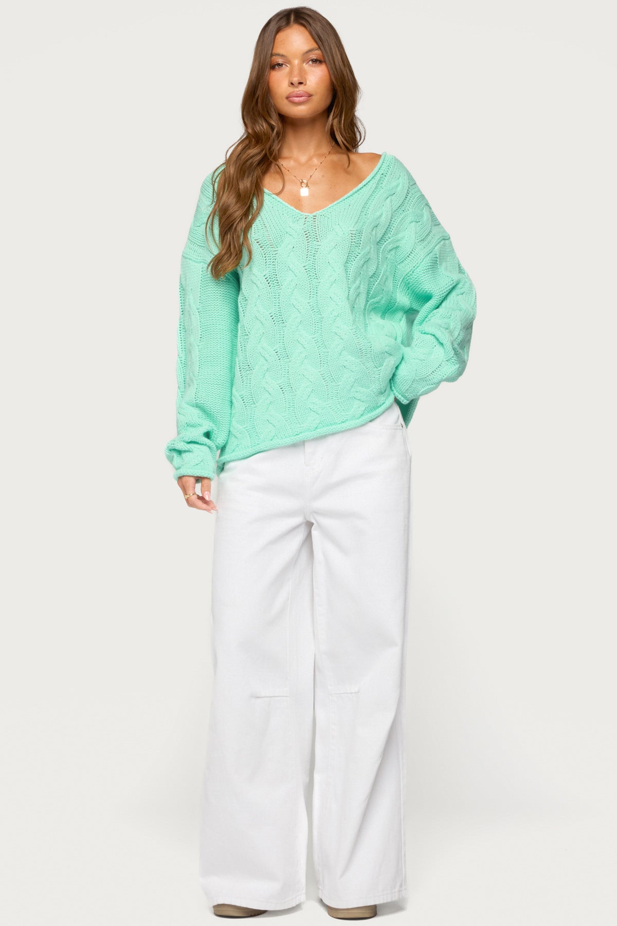 Inga Oversized Cable Knit Sweater - Image 4