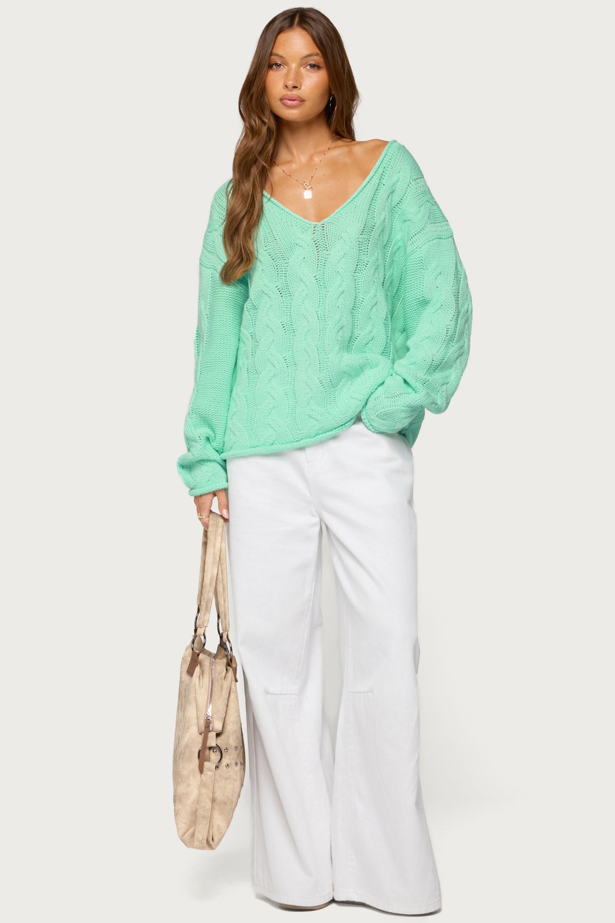 Inga Oversized Cable Knit Sweater - Image 2