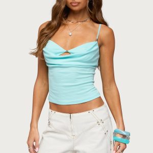 Layered Bra Cowl Neck Top