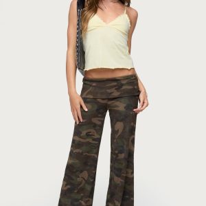 Lumielle Camo Wide Leg Foldover Pants