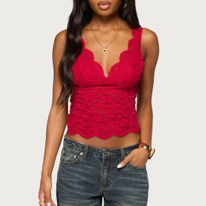 Araura Lace Velvet Floral Top