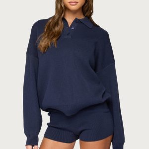 Lorie Oversized Knit Polo Sweater