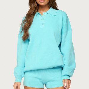 Lorie Oversized Knit Polo Sweater