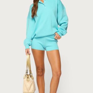 Lorie Mid Rise Ribbed Knit Shorts
