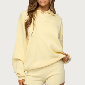 Lorie Oversized Knit Polo Sweater