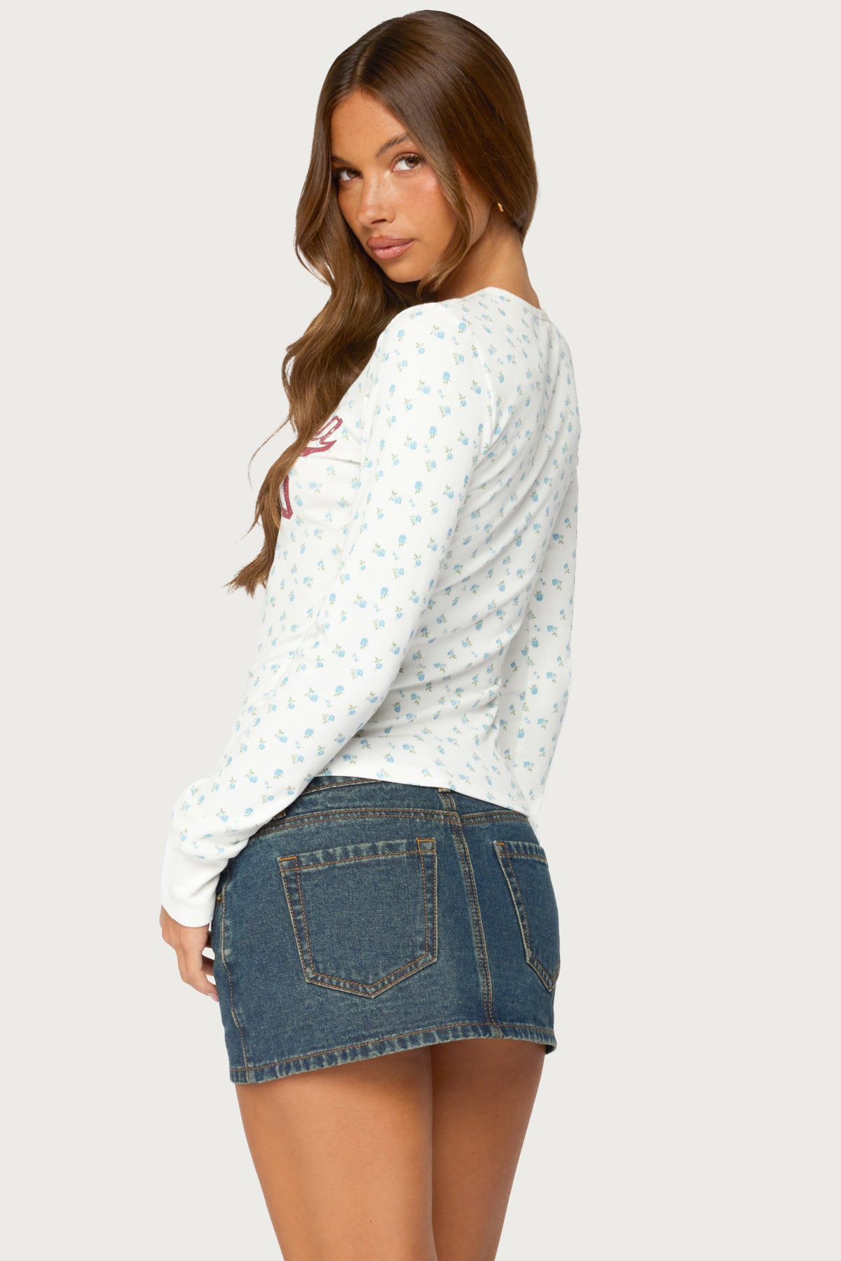 Cali Floral Ribbed Long Sleeve T Shirt - Image 4