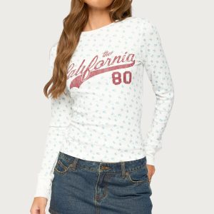 Cali Floral Ribbed Long Sleeve T Shirt