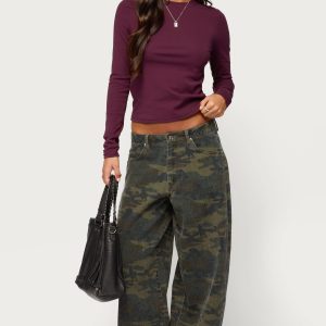 Anna Camo Low Rise Baggy Jeans