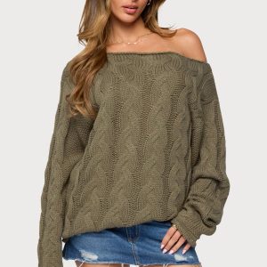 Nellie Off Shoulder Cable Knit Sweater