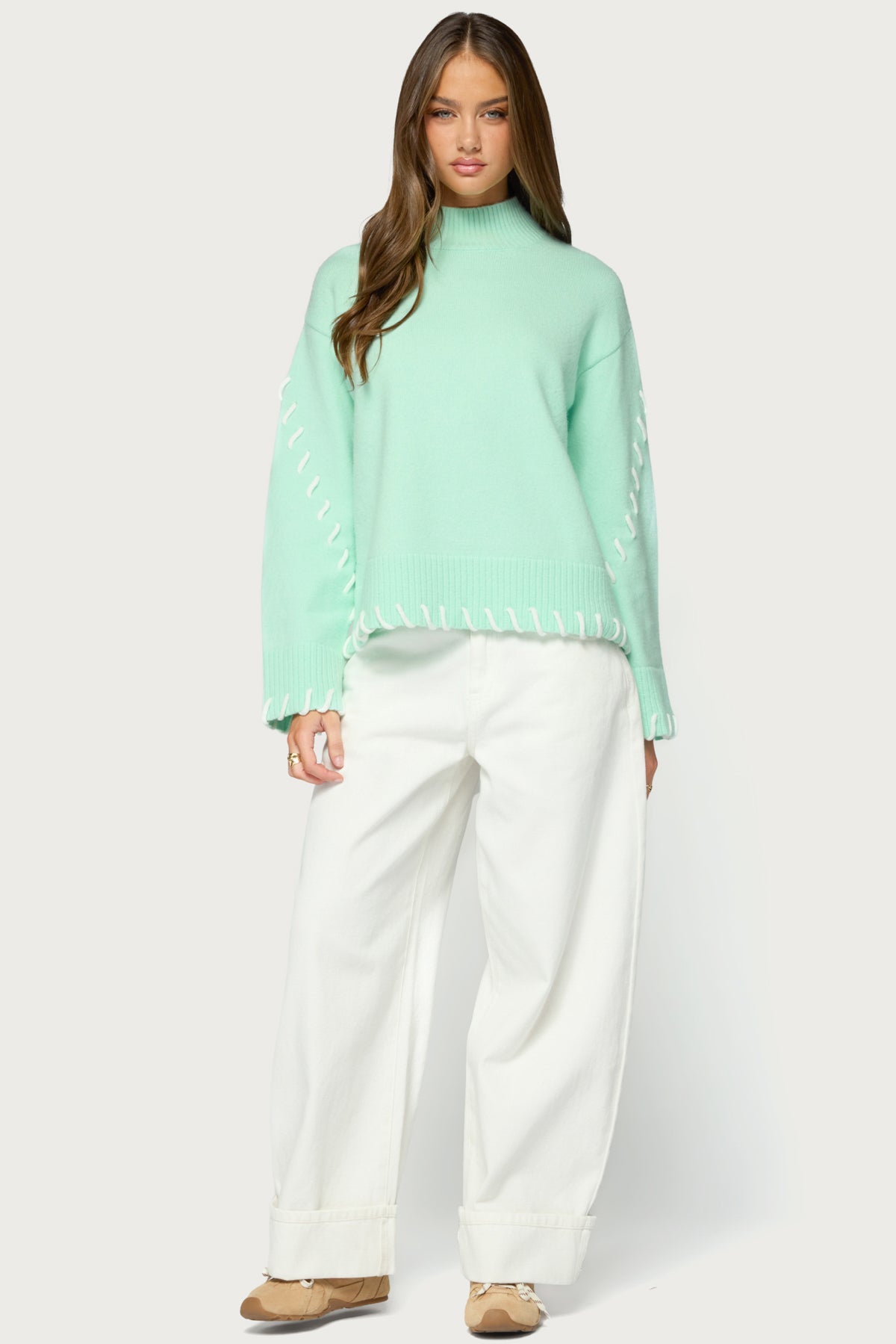 Indah Contrast Stitch Oversized Sweater - Image 4