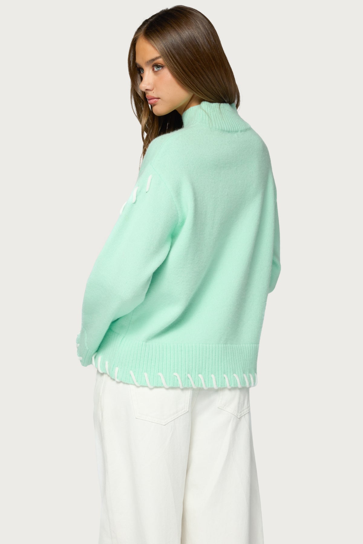 Indah Contrast Stitch Oversized Sweater - Image 5