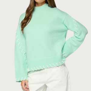 Indah Contrast Stitch Oversized Sweater