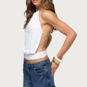 Damarey Chain Backless Halter Top