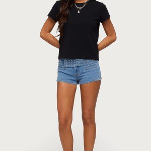 Odetta Studded Low Rise Denim Shorts