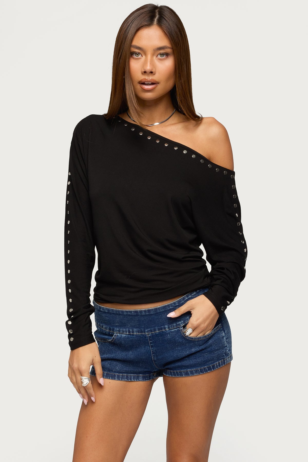 Paola Off Shoulder Stud Top