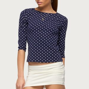 Lela Polka Dot Three-Quarter Sleeve Top