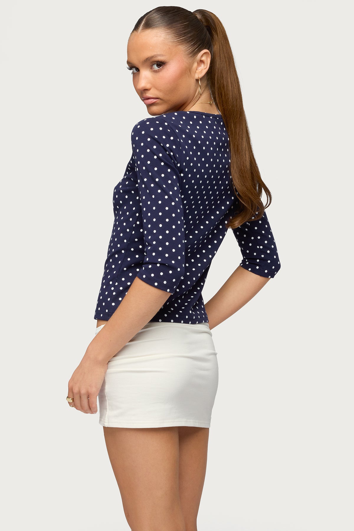 Lela Polka Dot Three-Quarter Sleeve Top - Image 3