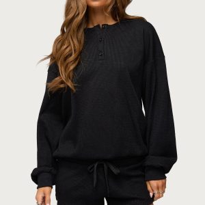 Baila Waffle Henley Top