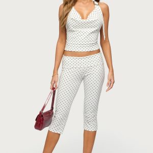 Eloisa Polka Dot Foldover Capri Pants