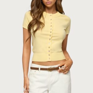 Wilmer Button Up Short Sleeve Knit Top