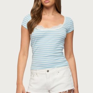 Layered Lacey Striped T Shirt