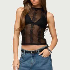 Ephie Sheer Lace Tank Top