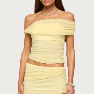 Raquela Twist Off Shoulder Ruched Top