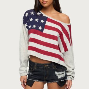 USA Off Shoulder Sweater