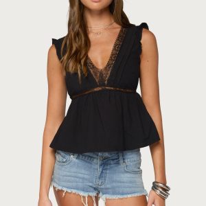 Meadow Linen Look Lacey Top