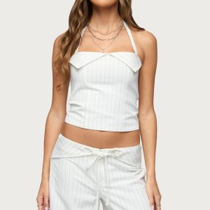 Parker Pinstripe Halter Top
