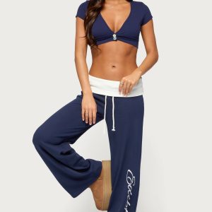 Edikted Contrast Foldover Sweatpants