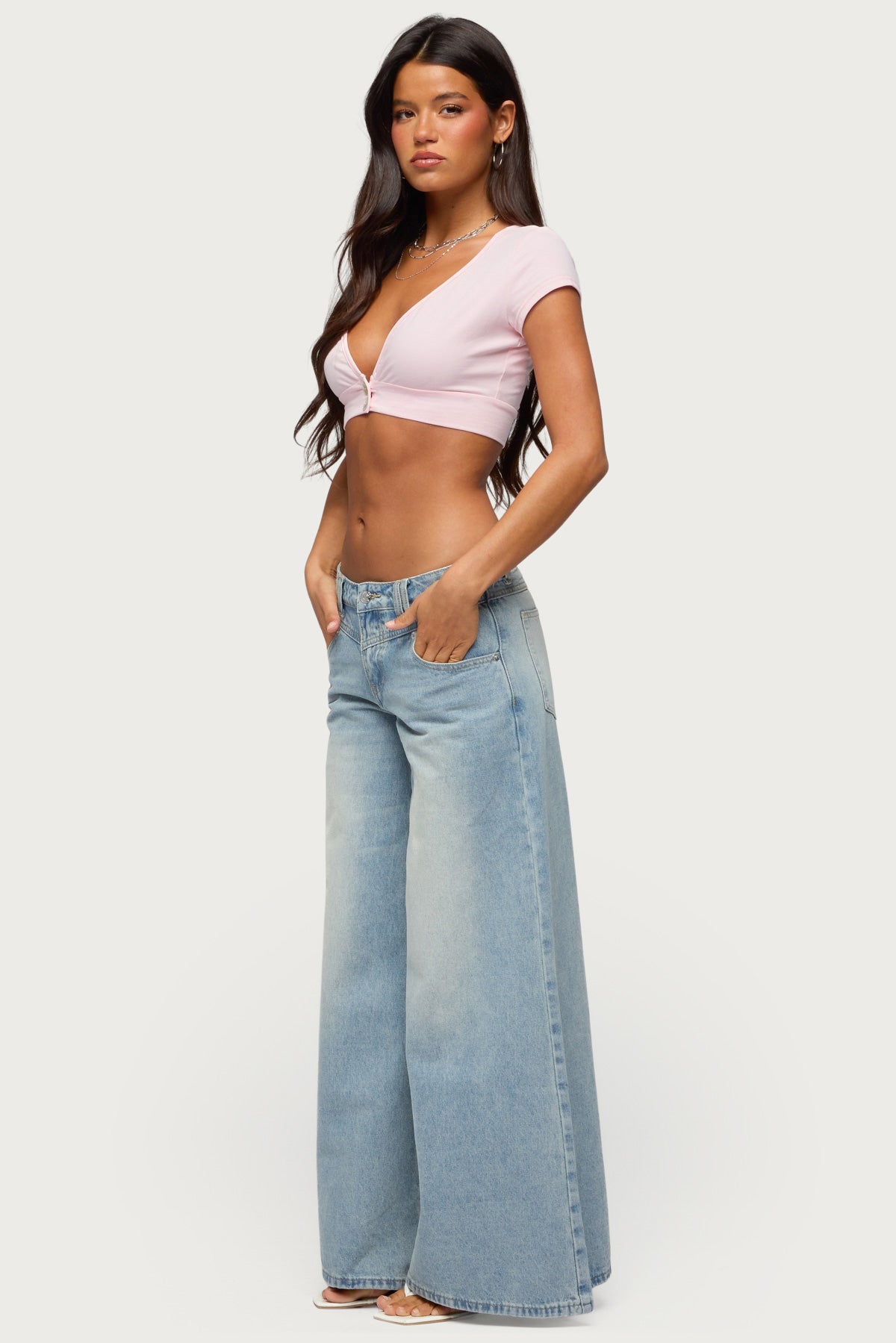 Cecey Button Up Crop Top - Image 5