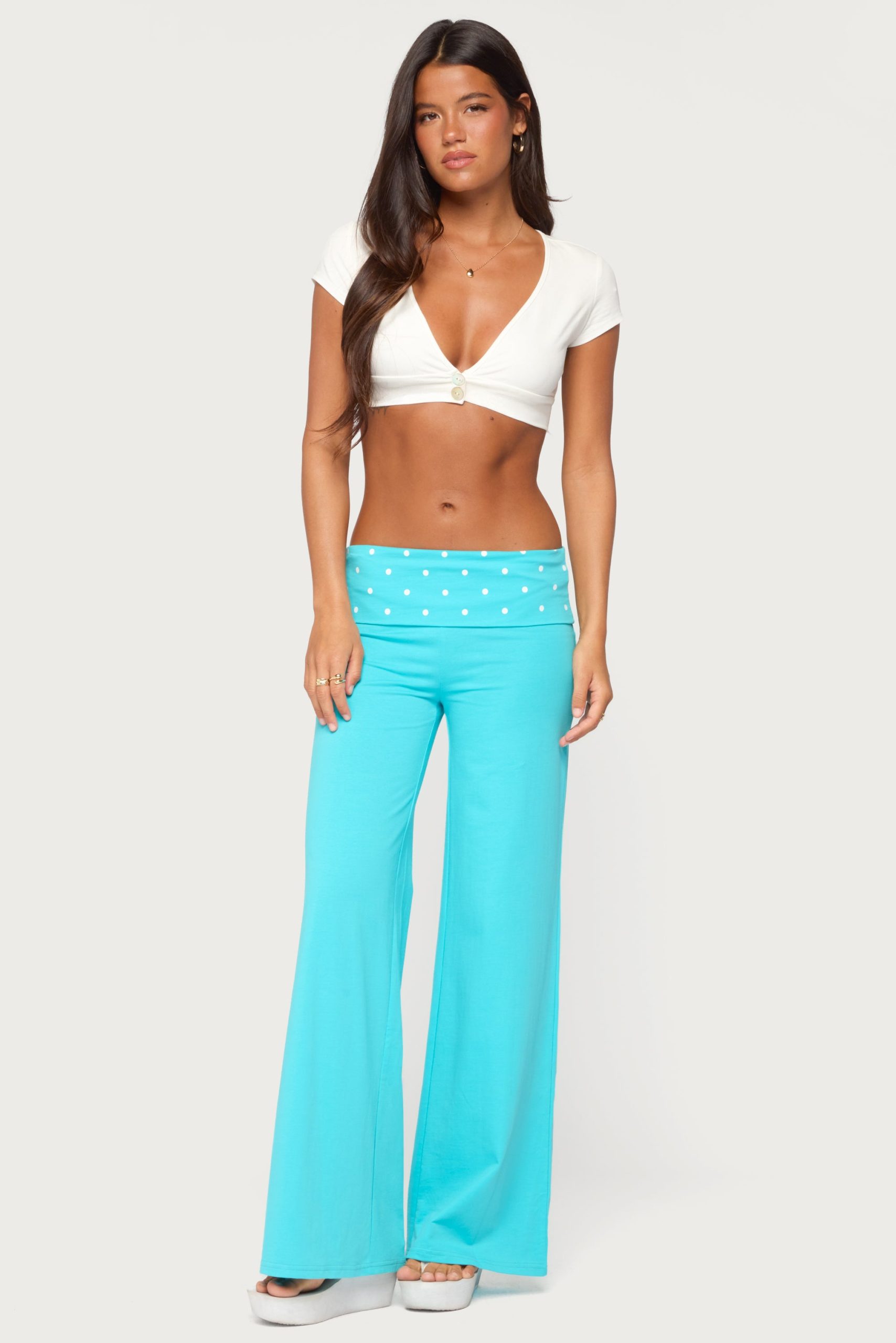Reeva Polka Dot Foldover Pants - Image 5