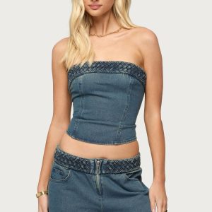 Braidey Strapless Denim Top