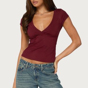 Penelopy Overlap V Neck Top