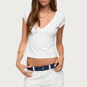 Penelopy Overlap V Neck Top